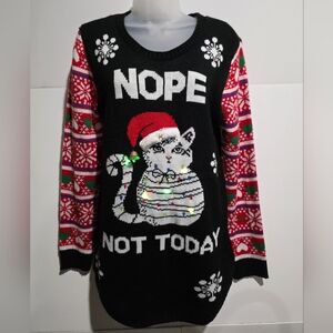 Ugly Christmas Sweater Cat - Lights XL